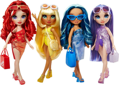 Rainbow High Swim & Style - Ruby (Red) - 28 cm Doll with Shimmery Wrap to Style 10+ Ways - Removable Swimsuit, Sandals, Fun Play Accessories - Kids Toy - Great for Ages 4-12 Years