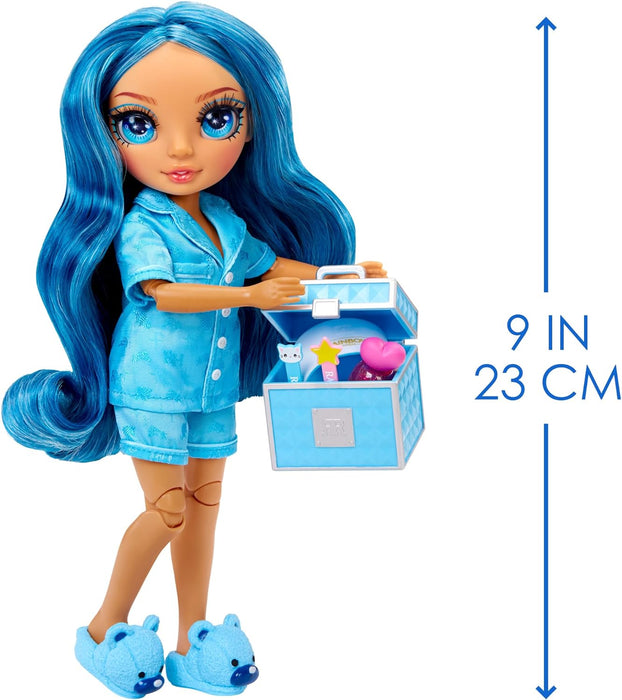 Rainbow High Junior High PJ Party - Skyler (blue) - 22 cm Posable Doll with Soft Onesie, Slippers and Play Accessories - Kids Toy - Great for Ages 4-12 Years