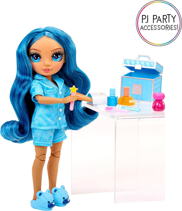 Rainbow High Junior High PJ Party - Skyler (blue) - 22 cm Posable Doll with Soft Onesie, Slippers and Play Accessories - Kids Toy - Great for Ages 4-12 Years