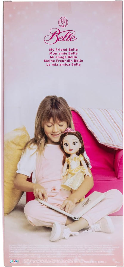 Disney Princess Belle Doll, 14” / 35cm Tall Doll with Royal Reflection Eyes Includes Shimmery Platinum Holofoil Printed Removable Dress, Shoes, Tiara and Brush. Perfect for Girls Ages 3+