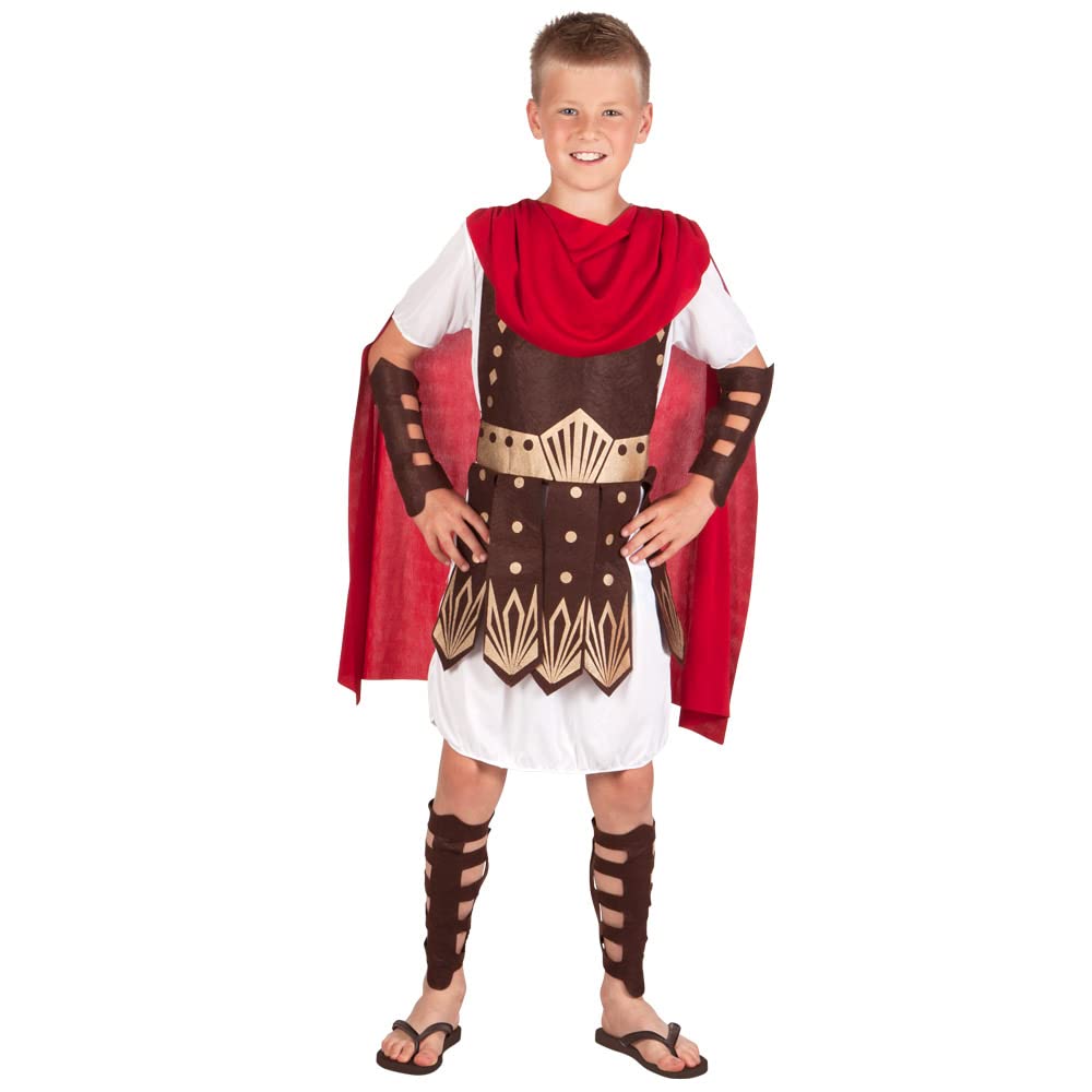 Roman Gladiator Boys Fancy Dress Grecian Warrior Soldier Kids Childrens Costume (7-9 years