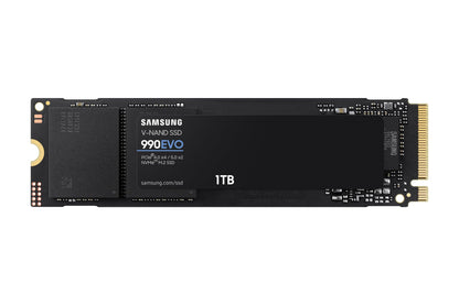 Samsung 990 EVO NVMe M.2 SSD 1 TB, PCIe 4.0 x4 / PCIe 5.0 x2, NVMe 2.0 (2280), read/write speeds up to 5,000/4,200 MB/s, Internal SSD (Solid State Drive), MZ-V9E1T0BW 1 TB 990 EVO