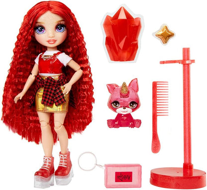 Rainbow High Fashion Doll with Slime & Pet - Ruby (Red) - 28 cm Shimmer Doll with Sparkle Slime, Magical Pet and Fashion Accessories - Kids Toy - Great for Ages 4-12 Years