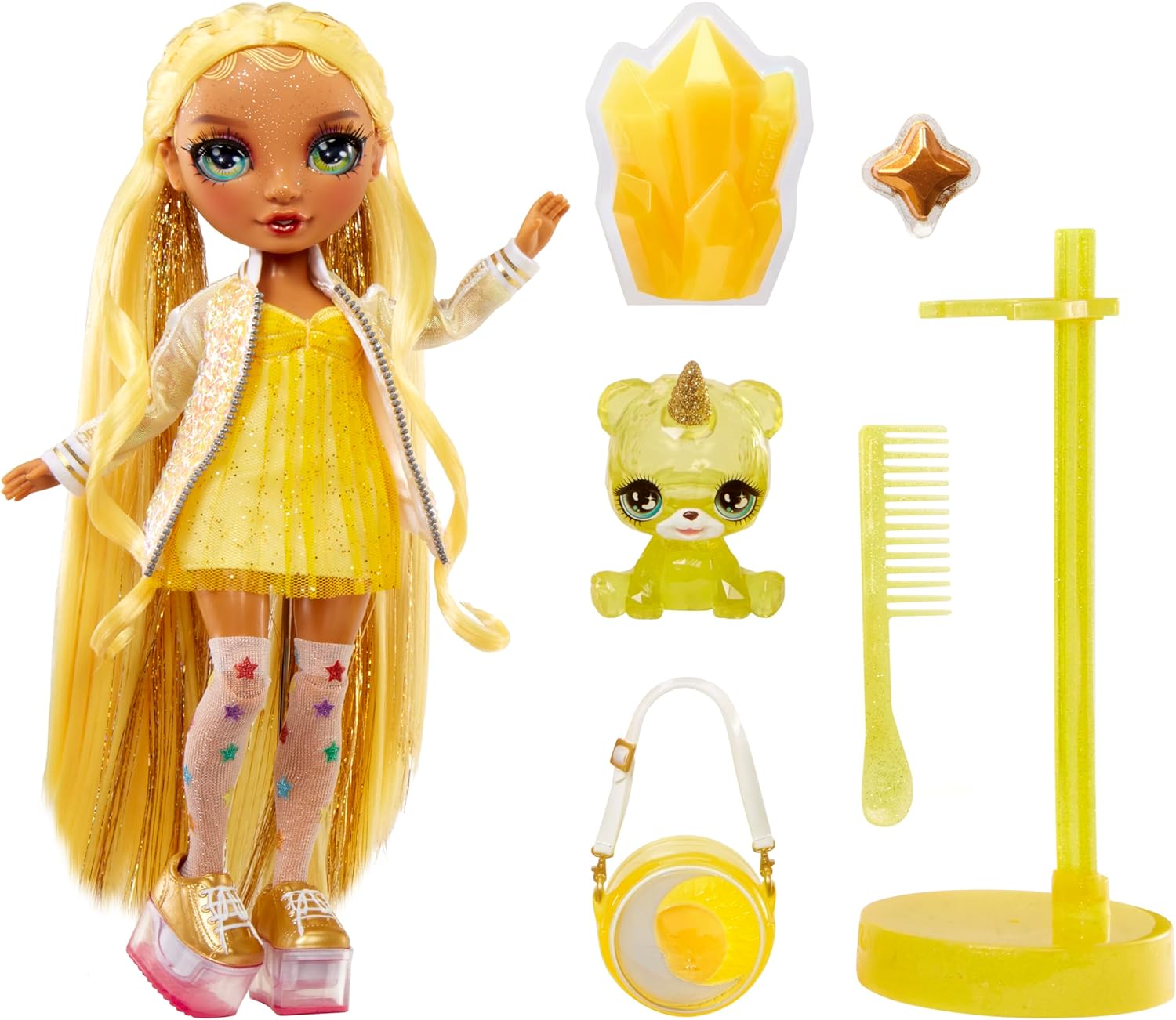 Rainbow High Fashion Doll with Slime & Pet - Sunny (Yellow) - 28 cm Shimmer Doll with Sparkle Slime, Magical Pet and Fashion Accessories - Kids Toy - Great for Ages 4-12 Years