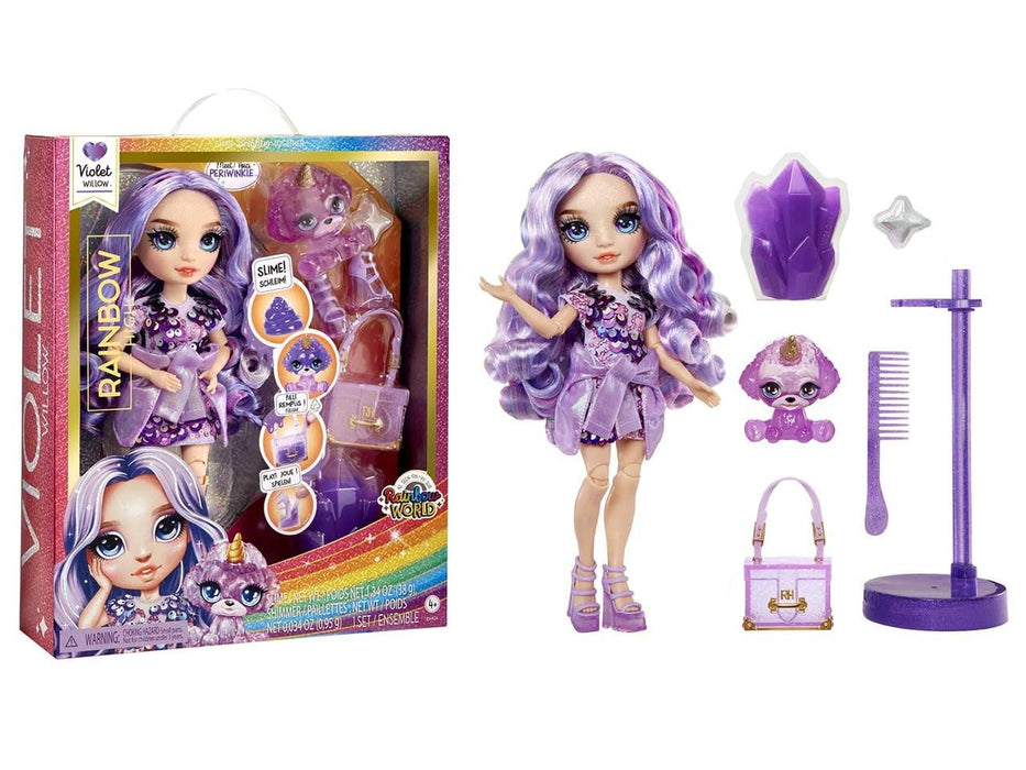 Rainbow High Fashion Doll with Slime & Pet - Violet (Purple) - 28 cm Shimmer Doll with Sparkle Slime, Magical Pet and Fashion Accessories - Kids Toy - Great for Ages 4-12 Years