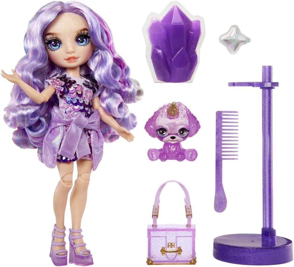 Rainbow High Fashion Doll with Slime & Pet - Violet (Purple) - 28 cm Shimmer Doll with Sparkle Slime, Magical Pet and Fashion Accessories - Kids Toy - Great for Ages 4-12 Years