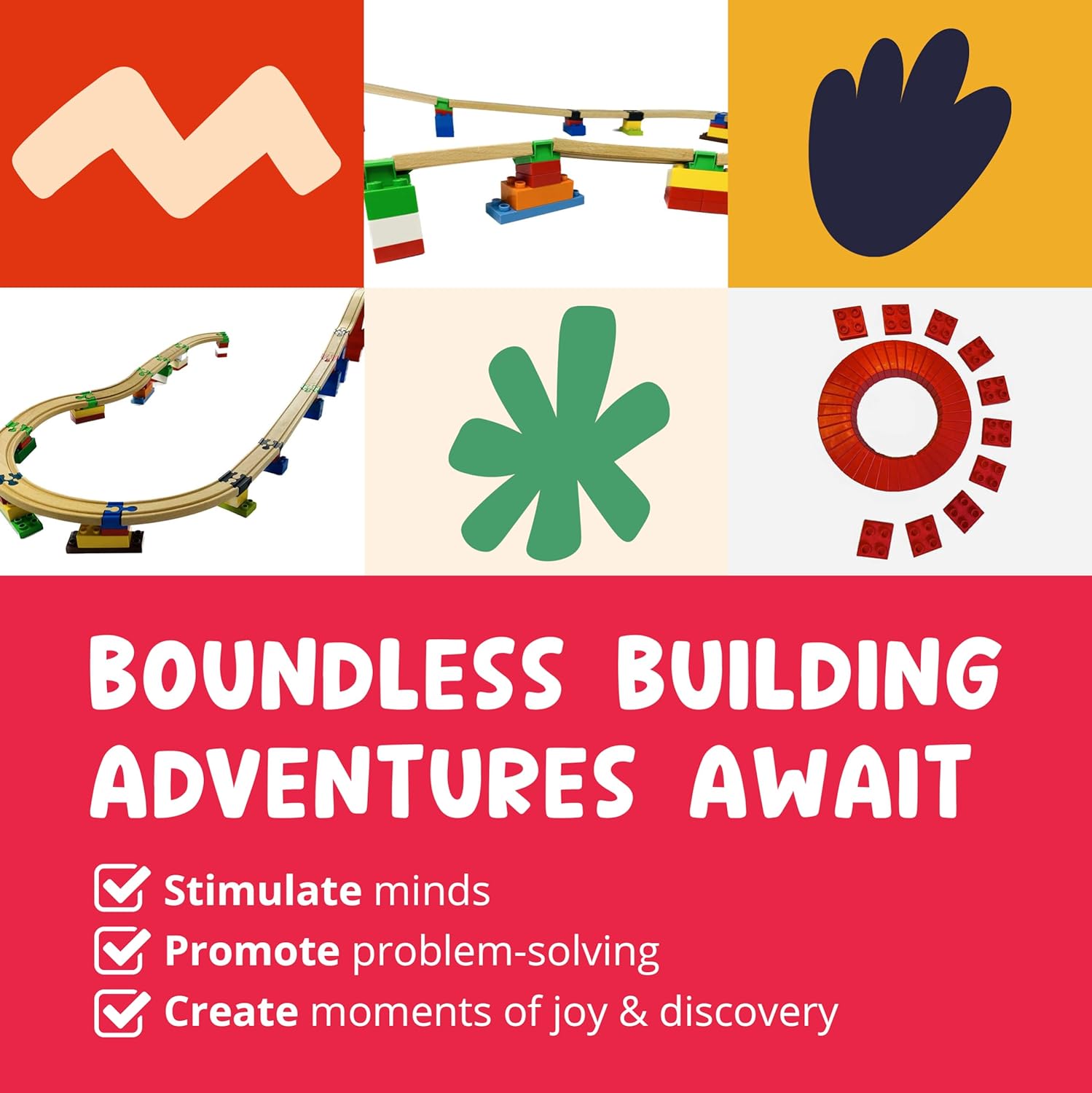 TOY2 20 Slopes | Angled Building Bricks compatible with DUPLO & All Major brands | Compatible Track Connectors & Arches | Sustainable Pack for Educational & Creative Play (20 Slopes