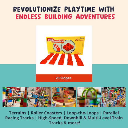 TOY2 20 Slopes | Angled Building Bricks compatible with DUPLO & All Major brands | Compatible Track Connectors & Arches | Sustainable Pack for Educational & Creative Play (20 Slopes