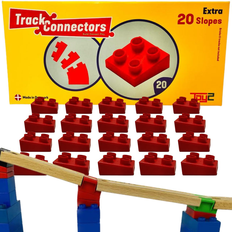 TOY2 20 Slopes | Angled Building Bricks compatible with DUPLO & All Major brands | Compatible Track Connectors & Arches | Sustainable Pack for Educational & Creative Play (20 Slopes