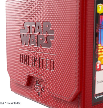 Gamegenic | Star Wars Unlimited Deck Pod | ¡Lleva tu Experiencia de Juego a un Nuevo Nivel! | Caja para Mazos Premium | Caben 60 Cartas con Doble Funda | Diseñado para Star Wars Unlimited TCG | Rojo