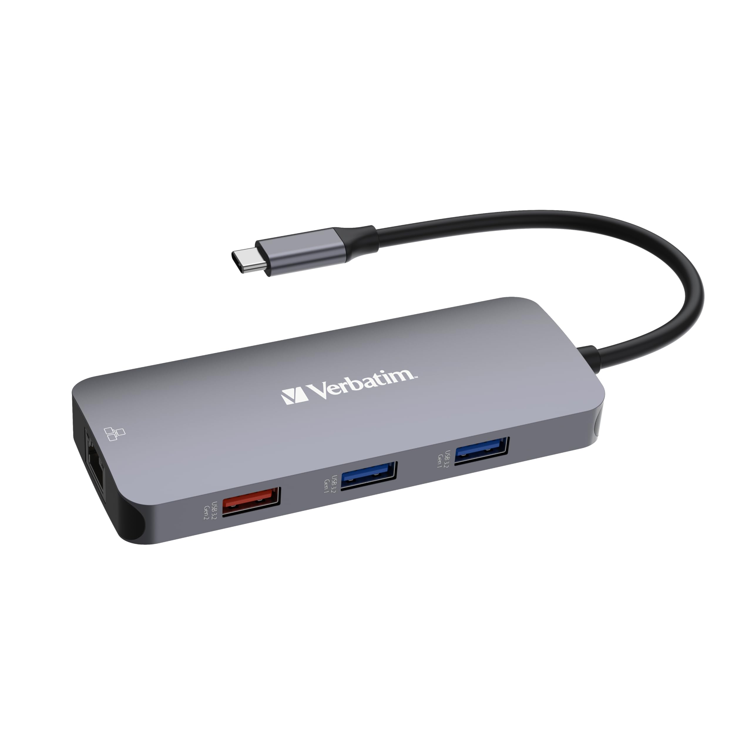Verbatim USB C Hub 9 in 1 Multiport Adapter USB-C to HDMI RJ45 USBA-A and USB-C with SD Card Reader for Mac, MacBook Pro/Air, iPad Pro, Thinkpad, Windows Computer, Laptop and Co USB-C PRO MULTIPORT HU