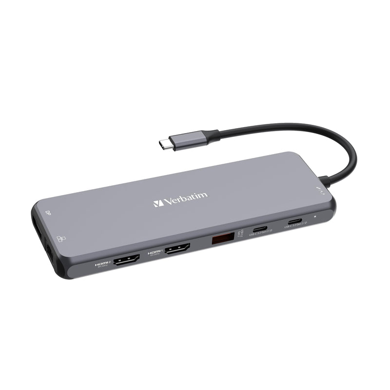 Verbatim USB C Hub 13-in-1 Multiport Adapter USB-C to HDMI, RJ45, USBA-A and USB-C PD, with SD Card Reader, for Mac, MacBook Pro/Air, iPad Pro, Thinkpad, Windows Computer, Laptop and Co USB-C PRO MULT
