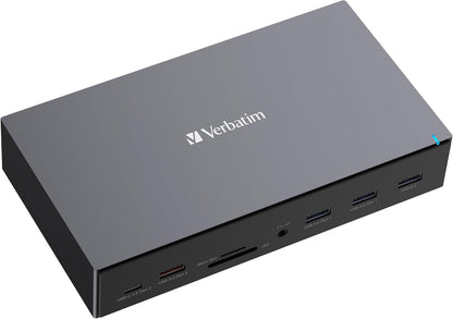 Verbatim USB-C Pro Docking Station, 17 in 1, adattatore multiporta a HDMI 4K e 8K, USB-A e USB-C, PD 100 W, AUX, lettore di schede per Mac/Windows Laptop e Co
