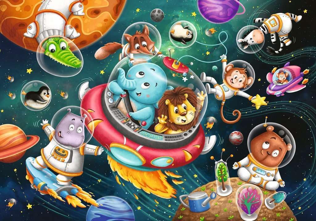 Ravensburger Kinderpuzzle - 12000857 Tiere im Weltall - 2x12 Teile Puzzle für Kinder ab 3 Jahren