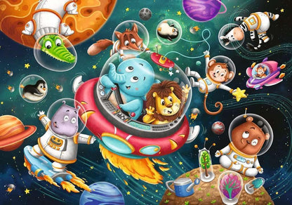 Ravensburger Kinderpuzzle - 12000857 Tiere im Weltall - 2x12 Teile Puzzle für Kinder ab 3 Jahren