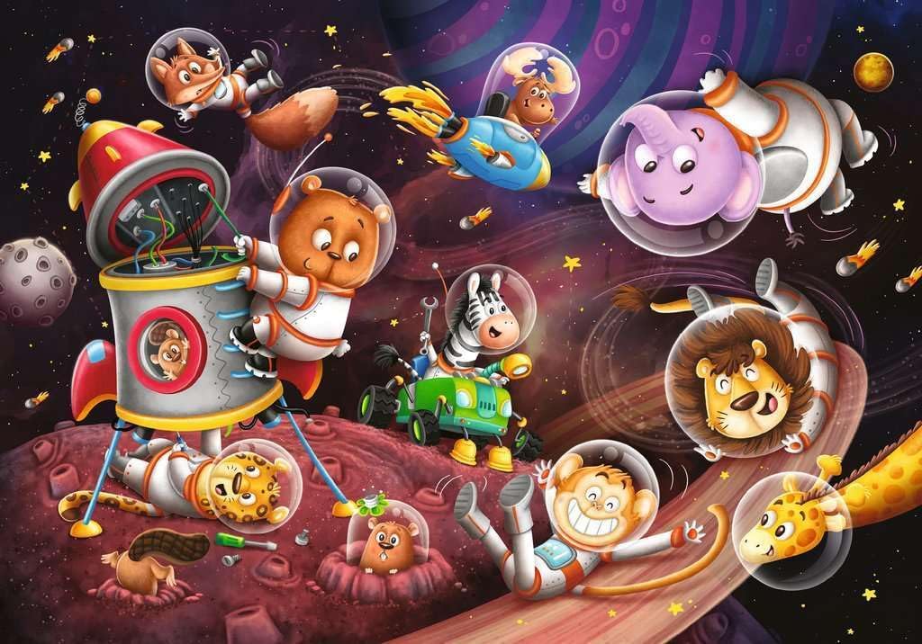 Ravensburger Kinderpuzzle - 12000857 Tiere im Weltall - 2x12 Teile Puzzle für Kinder ab 3 Jahren