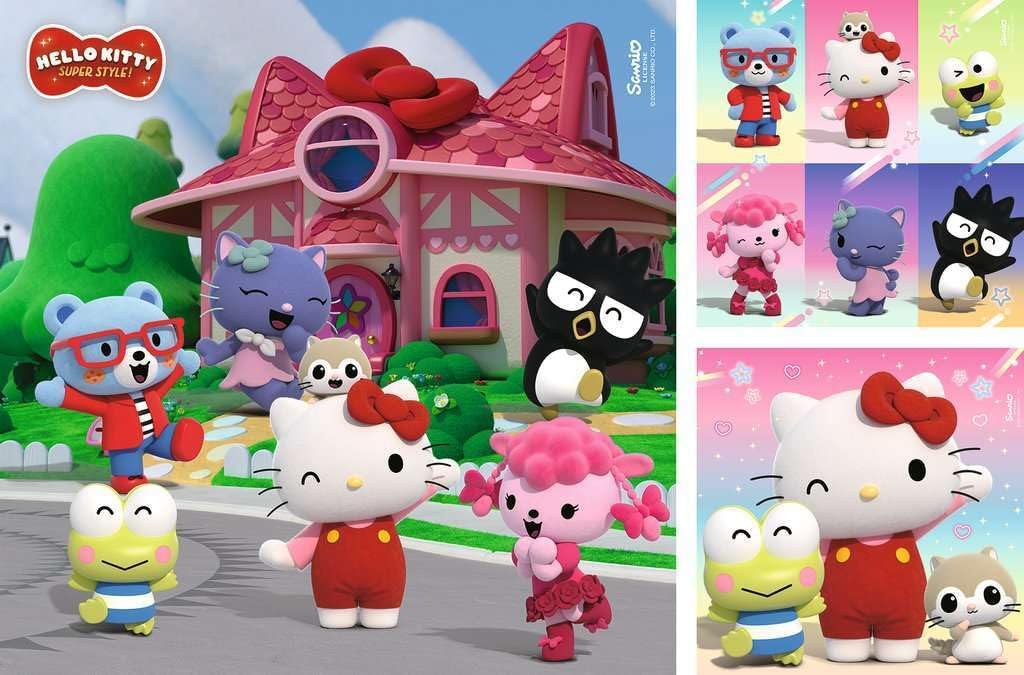 Ravensburger Kinderpuzzle 12001035 - Abenteuer in Cherry Town - 3x49 Teile Hello Kitty Puzzle für Kinder ab 5 Jahren