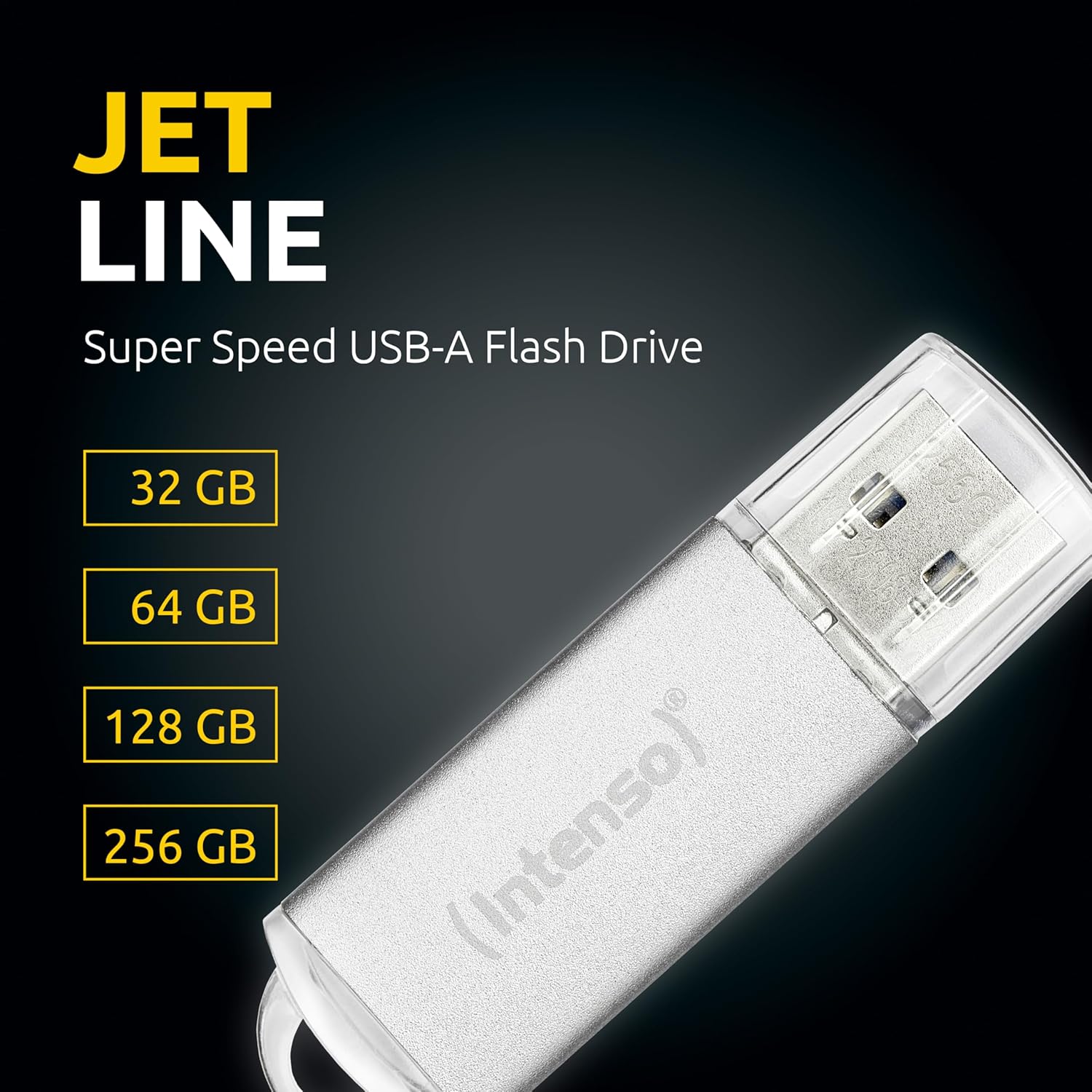 Intenso Jet Line USB 3.2 Gen 1x1 Super Speed USB-A Stick, 256 GB, Silver