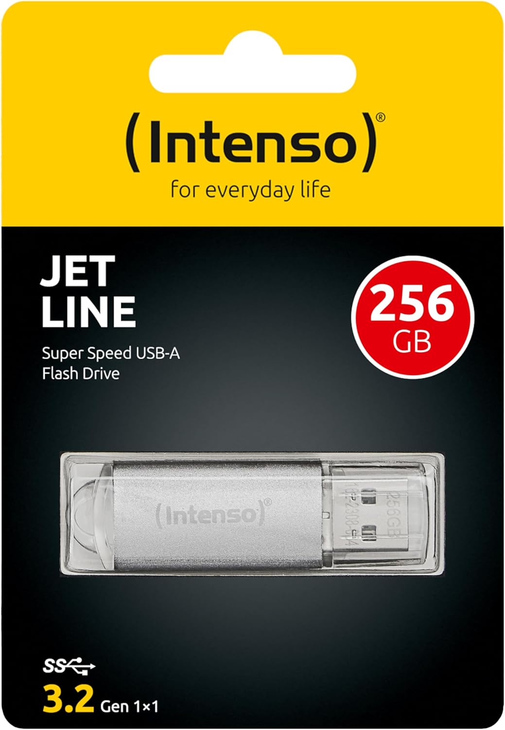 Intenso Jet Line USB 3.2 Gen 1x1 Super Speed USB-A Stick, 256 GB, Silver