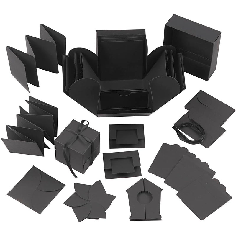 Creative 25378 Explosion Box, Size 7 cm x 7 cm x 7.5 cm + 12 cm x 12 cm x 12 cm, Black