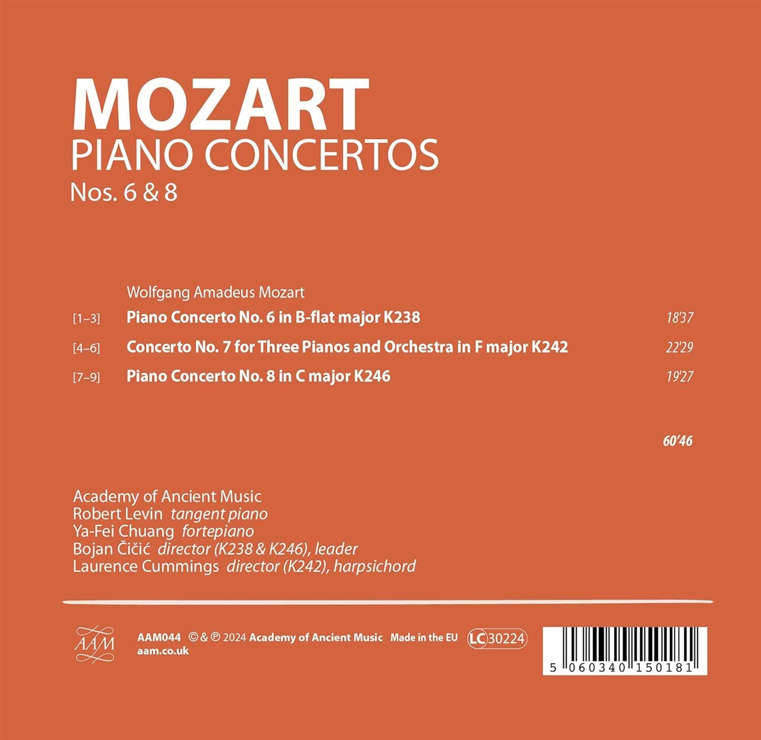 Mozart: Piano Concertos: K238/K242/K246