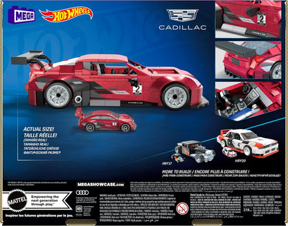 Mega Hot Wheels Cadillac ATS-VR Coche de Juguete de 319 Bloques de construcción, Incluye vehículo Die-Cast, +13 años (Mattel HRY18)