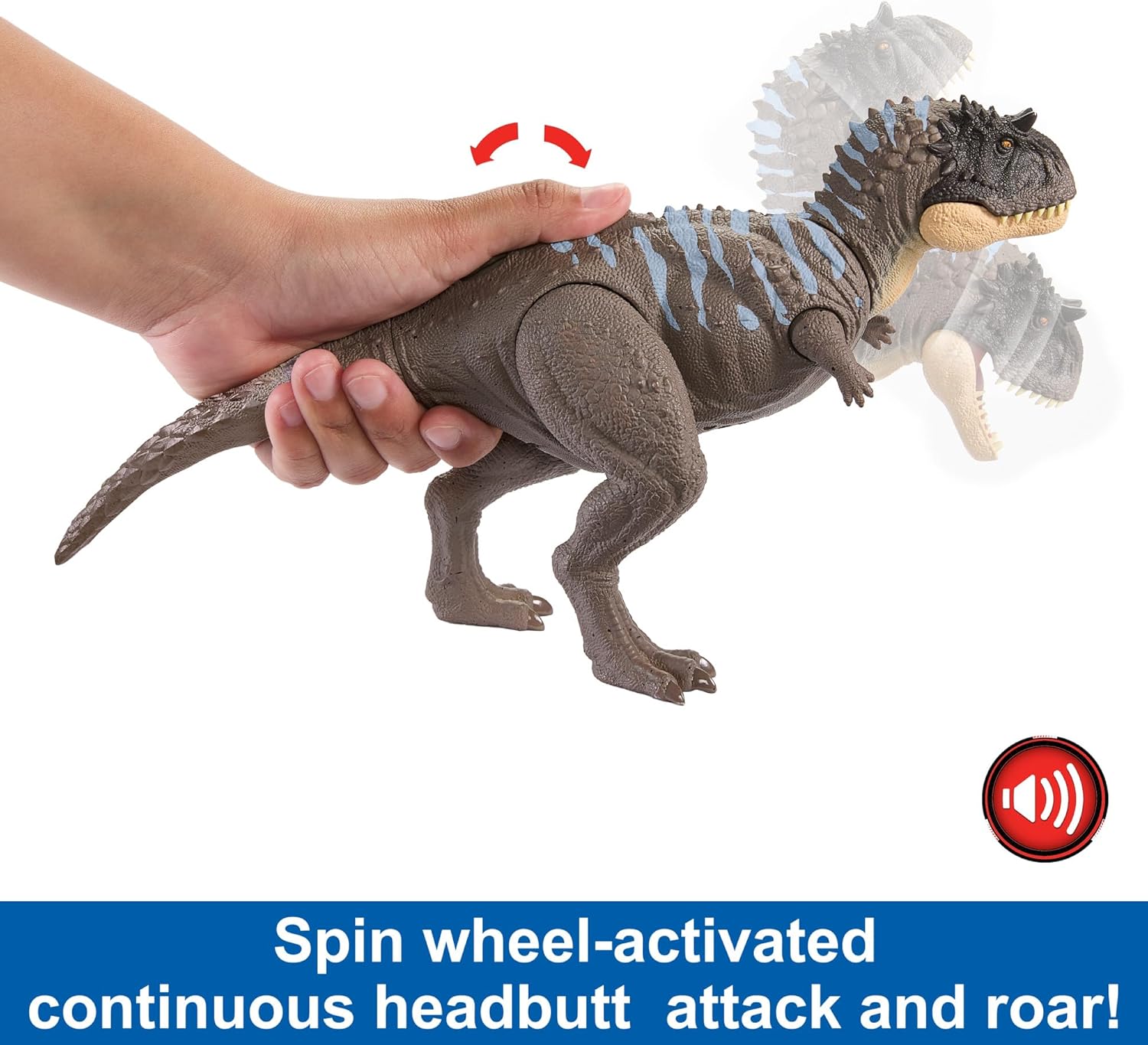 Mattel Jurassic World Wild Roar Ekrixinatosaurus Dinosaur Figure with Continuing Roar Sound & Attack Action, Posable Physical Toy & Digital Play, HTK70