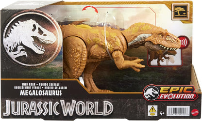 Mattel- Jurassic World Wild Roar Megalosaurus Figuras de Acción, Multicolor (HTK73