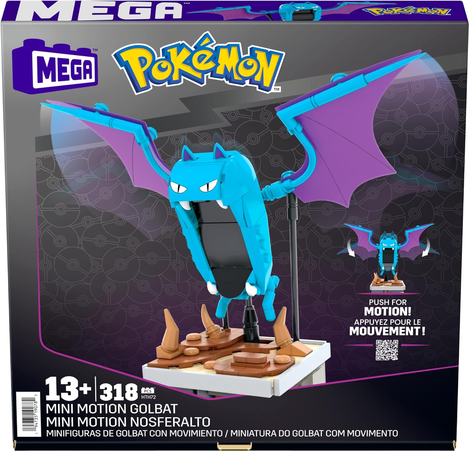 Mega Pokemon Golbat Mini con Movimiento de alas 318 Bloques de construcción, Juguete para coleccionistas +13 años (Mattel HTH72