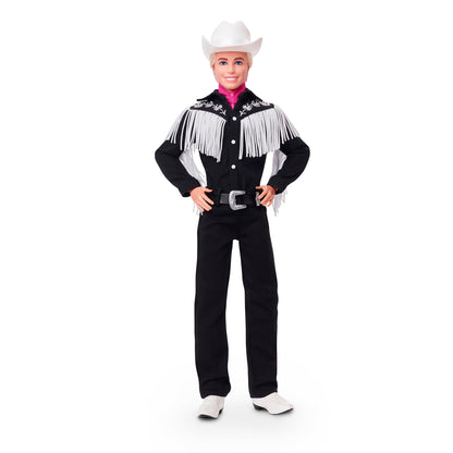 Barbie THE MOVIE, Ken Doll wearing Black and White Western Outfit, with Pink bandana tied at his neck, HRF30