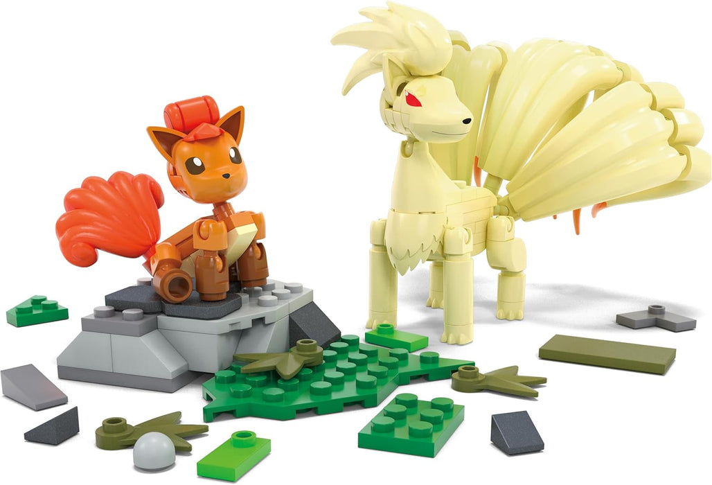 MEGA Pokémon Evolución de Vulpix Pack 2 Figuras (Vulpix y Ninetales) 145 Bloques de construcción, Juguete +7 años (Mattel HTH79
