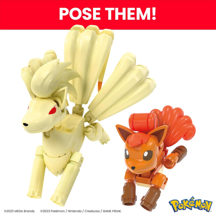MEGA Pokémon Evolución de Vulpix Pack 2 Figuras (Vulpix y Ninetales) 145 Bloques de construcción, Juguete +7 años (Mattel HTH79