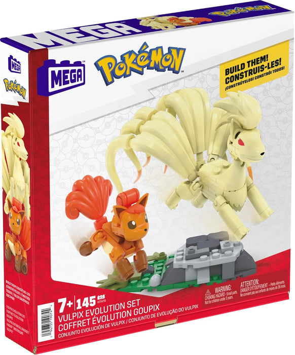 MEGA Pokémon Evolución de Vulpix Pack 2 Figuras (Vulpix y Ninetales) 145 Bloques de construcción, Juguete +7 años (Mattel HTH79