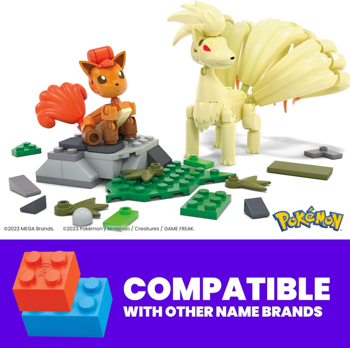 MEGA Pokémon Evolución de Vulpix Pack 2 Figuras (Vulpix y Ninetales) 145 Bloques de construcción, Juguete +7 años (Mattel HTH79