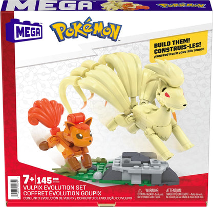 MEGA Pokémon Evolución de Vulpix Pack 2 Figuras (Vulpix y Ninetales) 145 Bloques de construcción, Juguete +7 años (Mattel HTH79