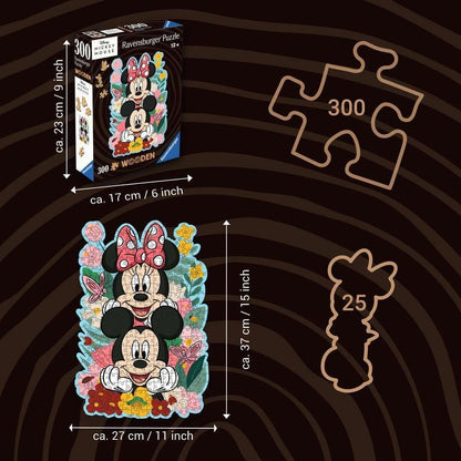 Wooden Puzzle 300 Teile - Disney Mickey & Minnie: Geformtes Holz-Puzzle