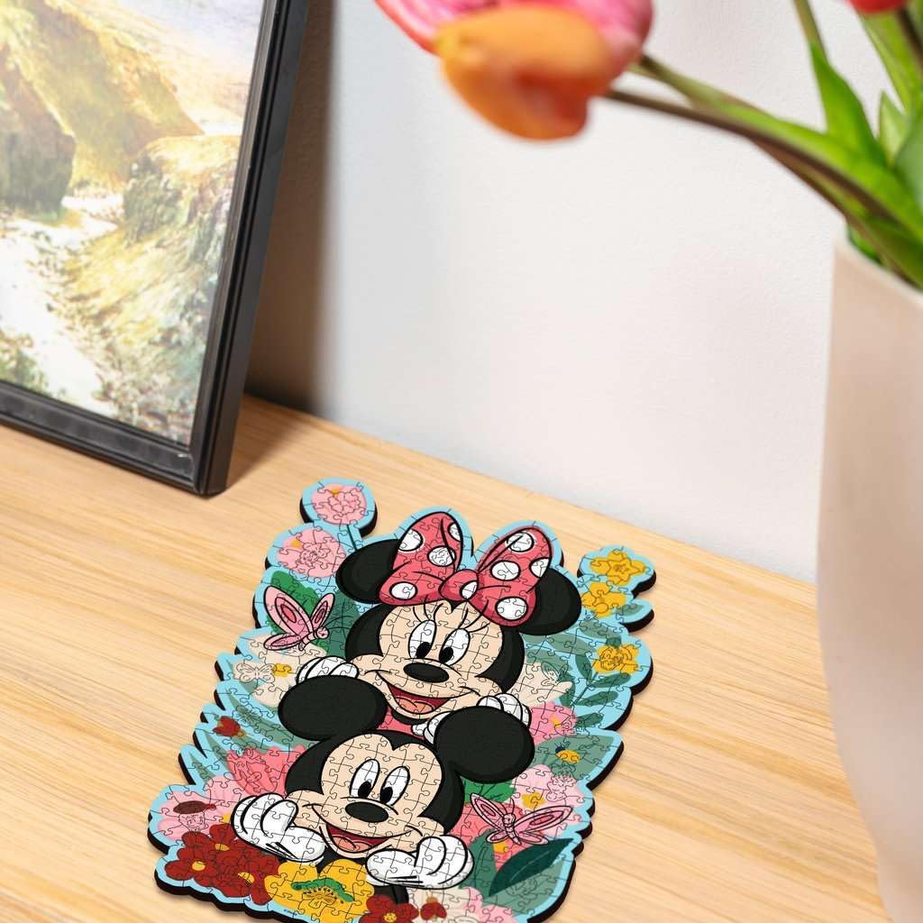 Wooden Puzzle 300 Teile - Disney Mickey & Minnie: Geformtes Holz-Puzzle