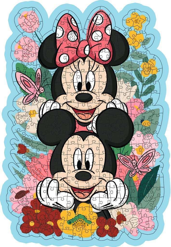 Wooden Puzzle 300 Teile - Disney Mickey & Minnie: Geformtes Holz-Puzzle