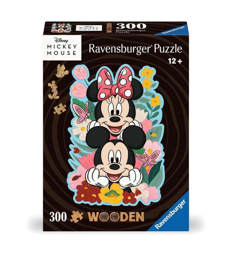 Wooden Puzzle 300 Teile - Disney Mickey & Minnie: Geformtes Holz-Puzzle
