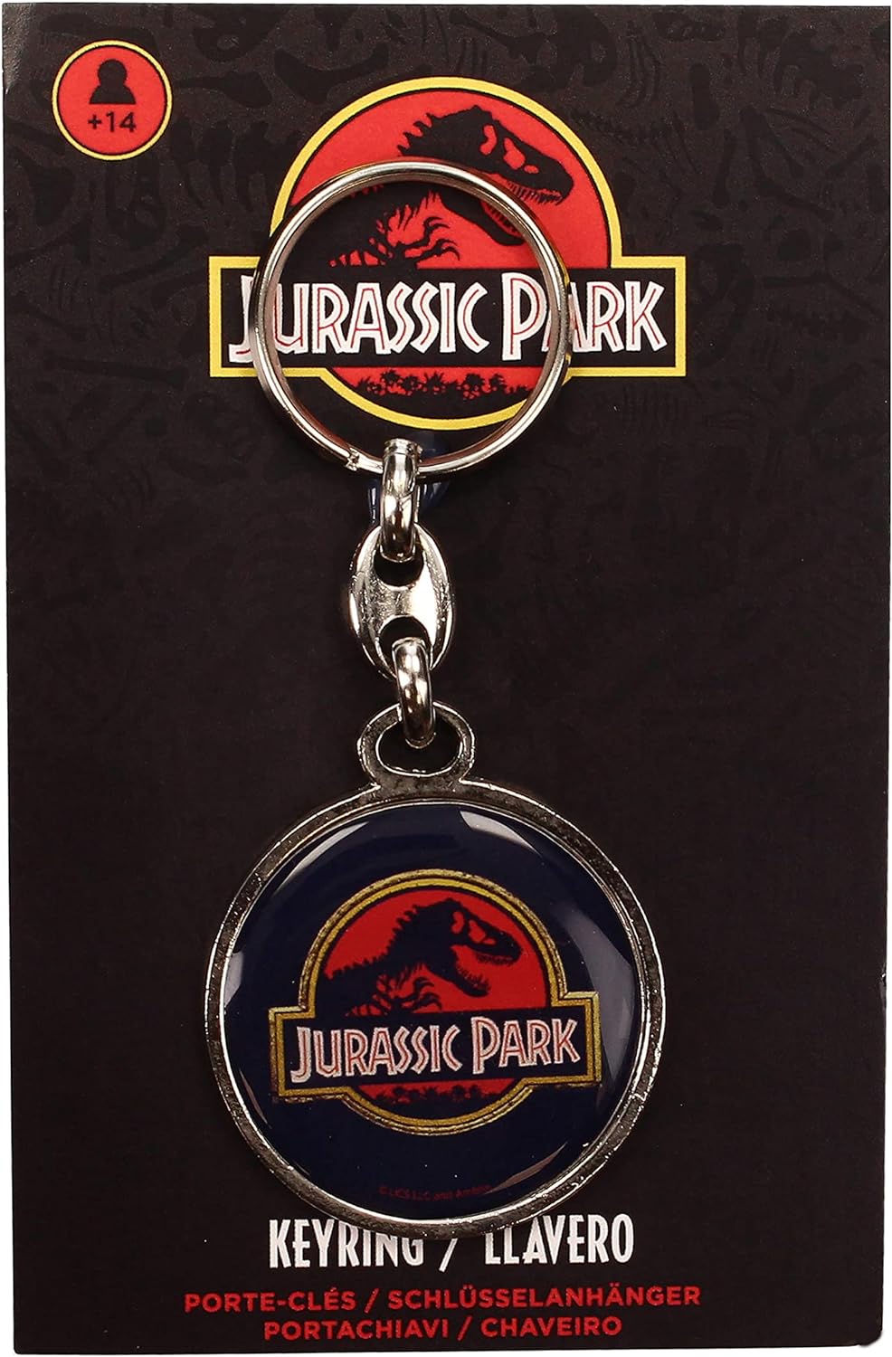 SD TOYS- Llavero Redondo Logo pelicula Jurassic Park, Color Negro (Carat SDTUNI25366