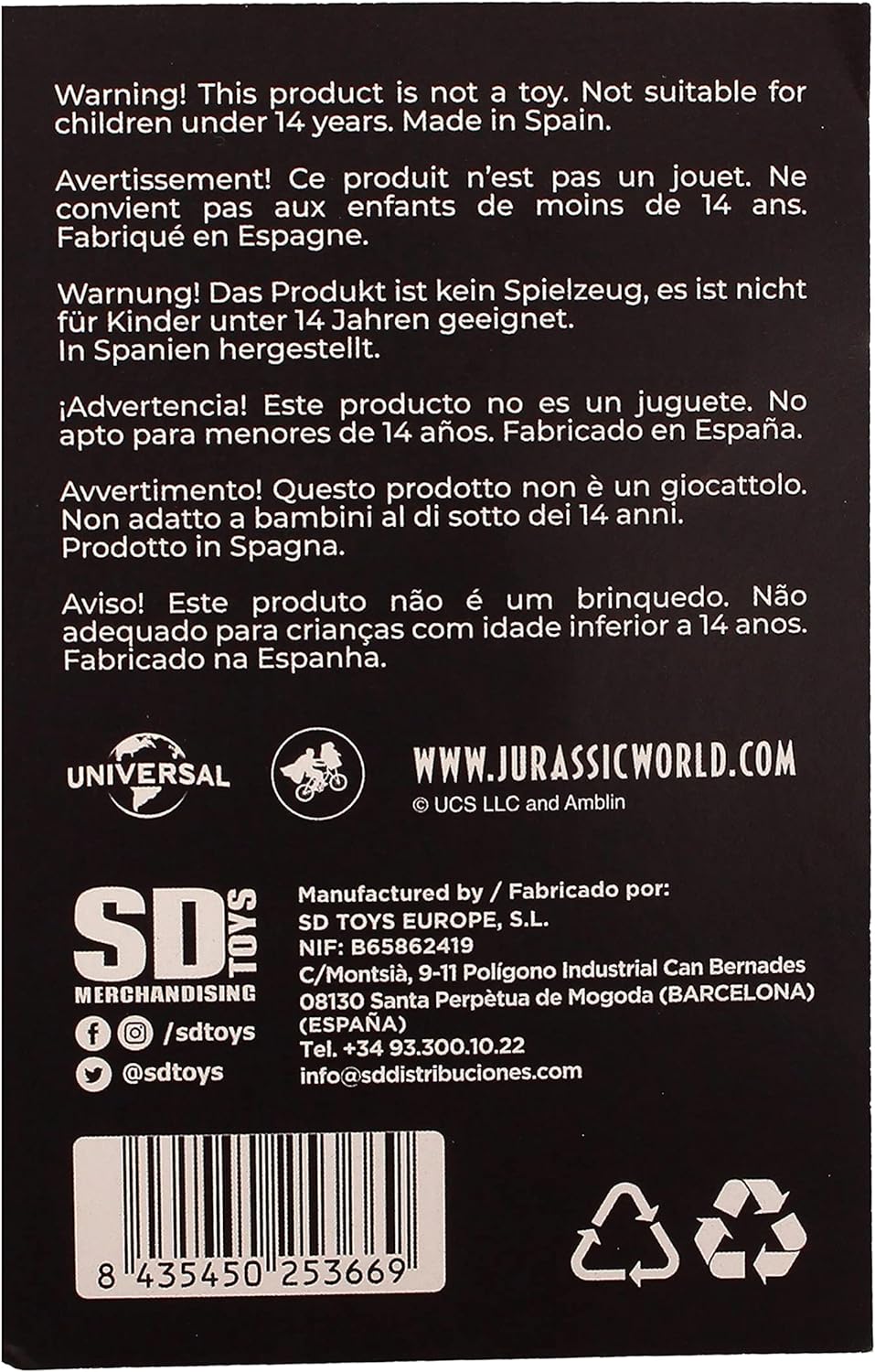 SD TOYS- Llavero Redondo Logo pelicula Jurassic Park, Color Negro (Carat SDTUNI25366