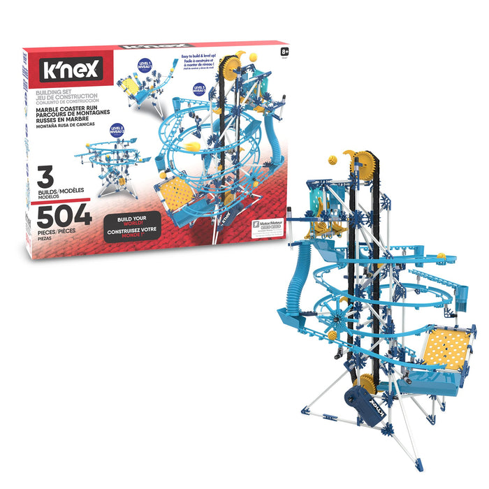 K'Nex - Juego de construcción de 3 modelos de carrera de mármol (motorizado) | Más de 350 piezas, juguete educativo de aprendizaje STEM para niños, construcción de ingeniería para niños, niños y niñas