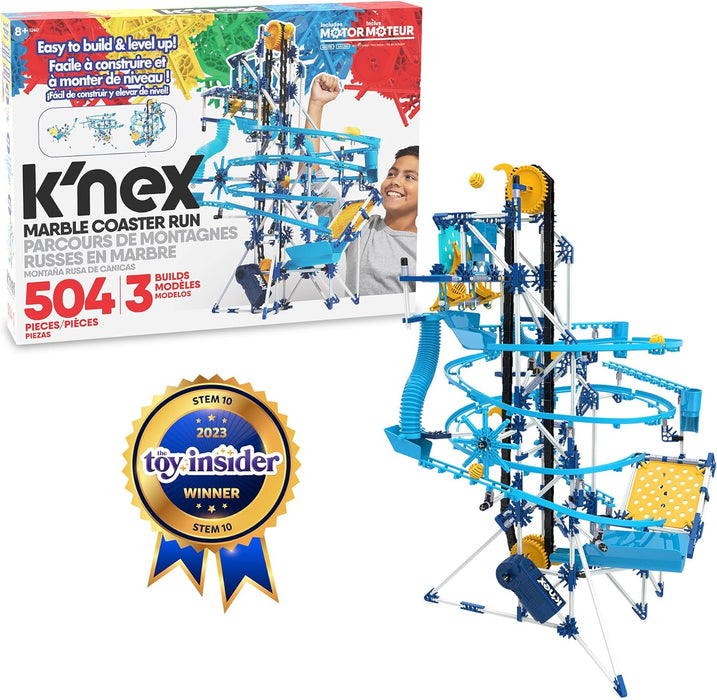 K'Nex - Juego de construcción de 3 modelos de carrera de mármol (motorizado) | Más de 350 piezas, juguete educativo de aprendizaje STEM para niños, construcción de ingeniería para niños, niños y niñas