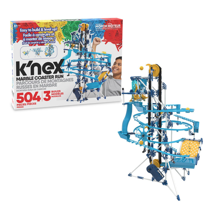 K'Nex - Juego de construcción de 3 modelos de carrera de mármol (motorizado) | Más de 350 piezas, juguete educativo de aprendizaje STEM para niños, construcción de ingeniería para niños, niños y niñas