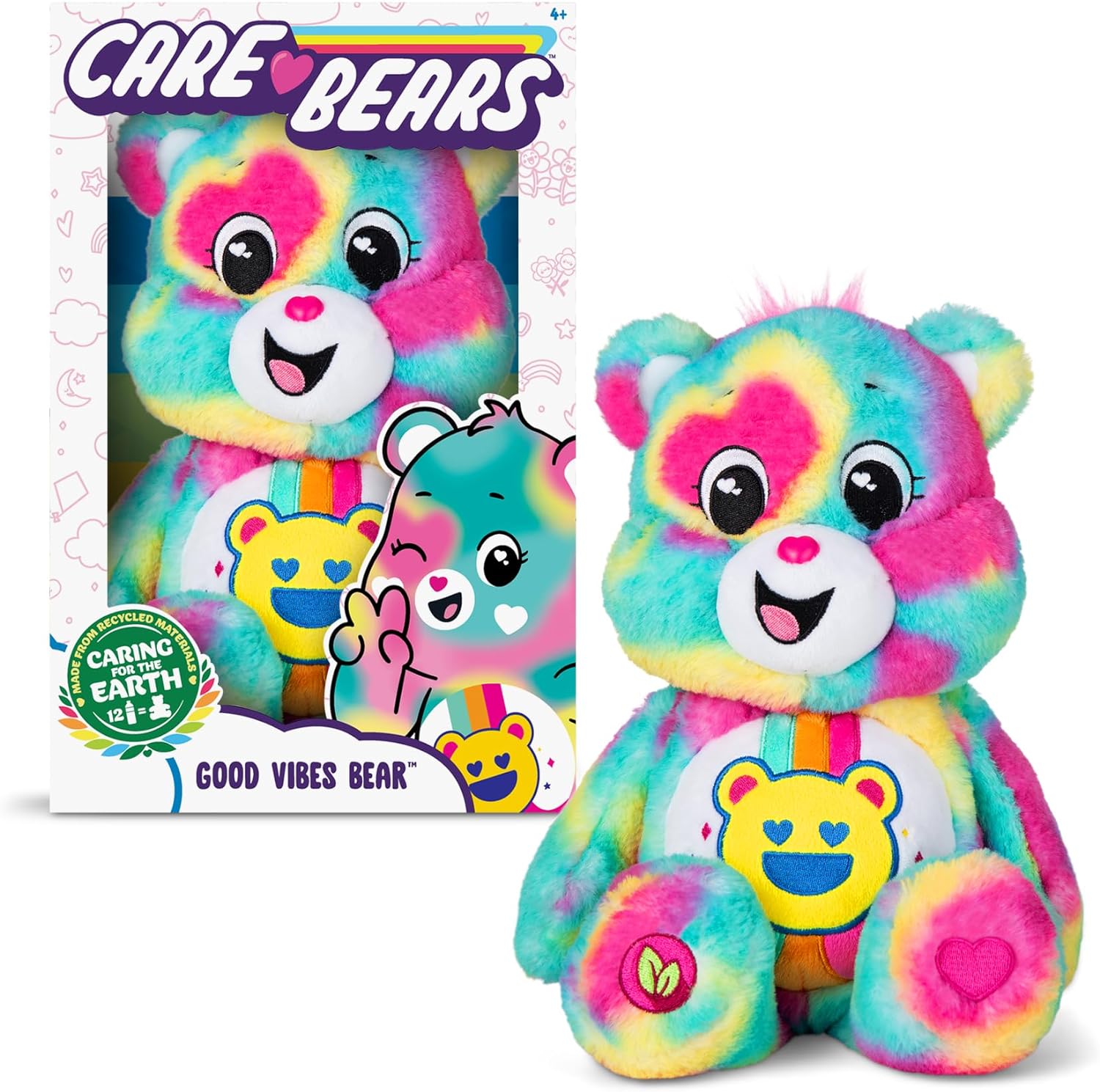 Basic Fun Pflegebären 35cm Mittlerer Plüsch Good Vibes Bär (umweltfreundlich
