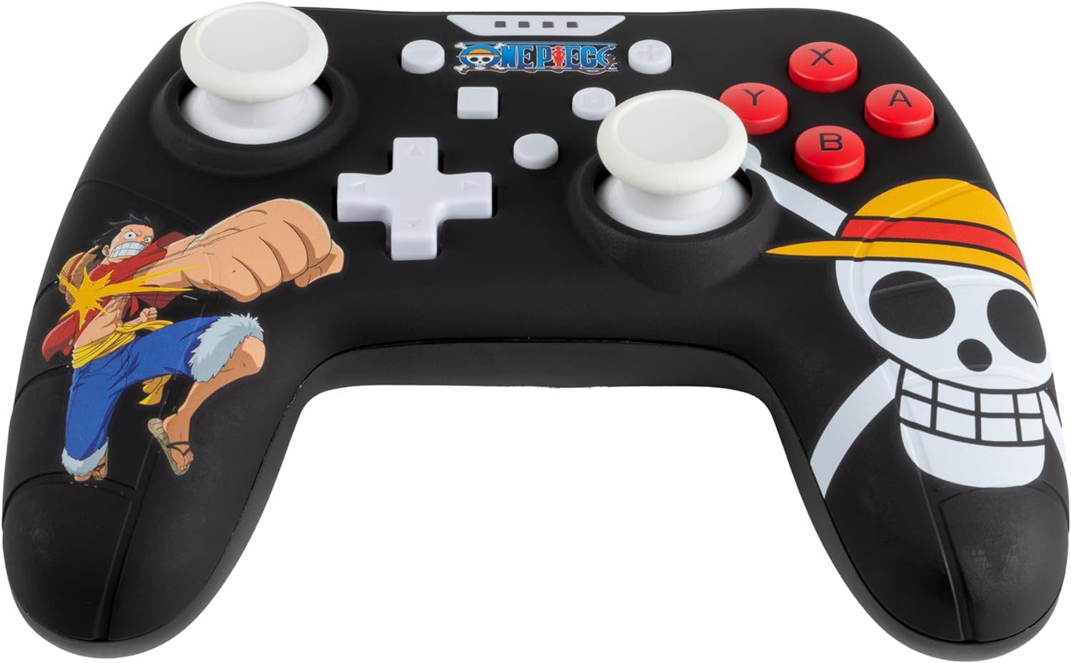 Konix Controller cablato One Piece per Nintendo Switch, Switch OLED e PC - Funzione vibrazione - Cavo da 3 m - Motivo Luffy - Nero