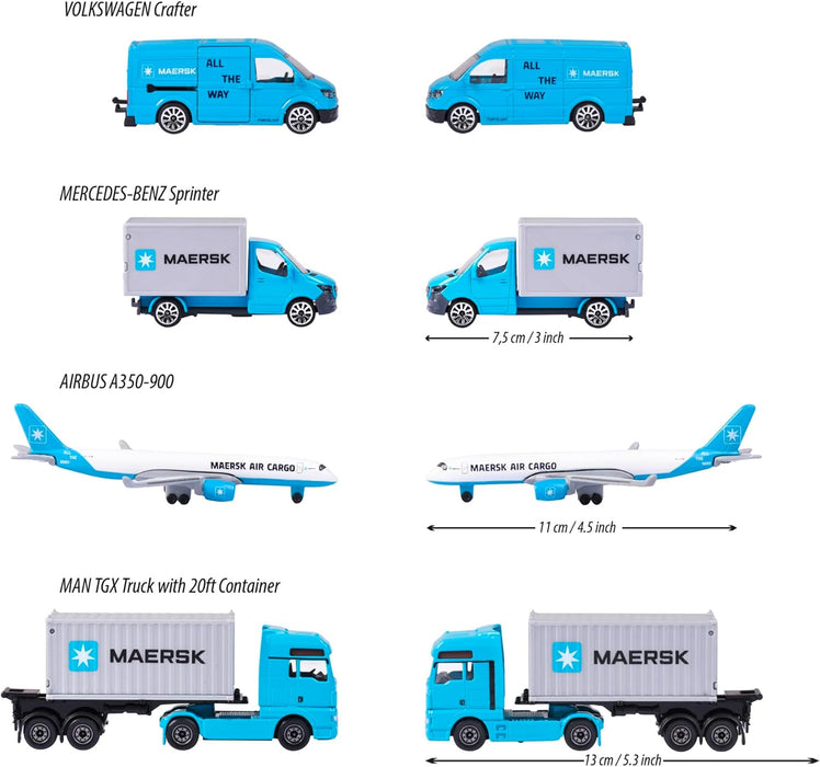 Majorette 212057290 MAERSK Transport Vehicles (Gift Set) Airplane, truck Die-cast