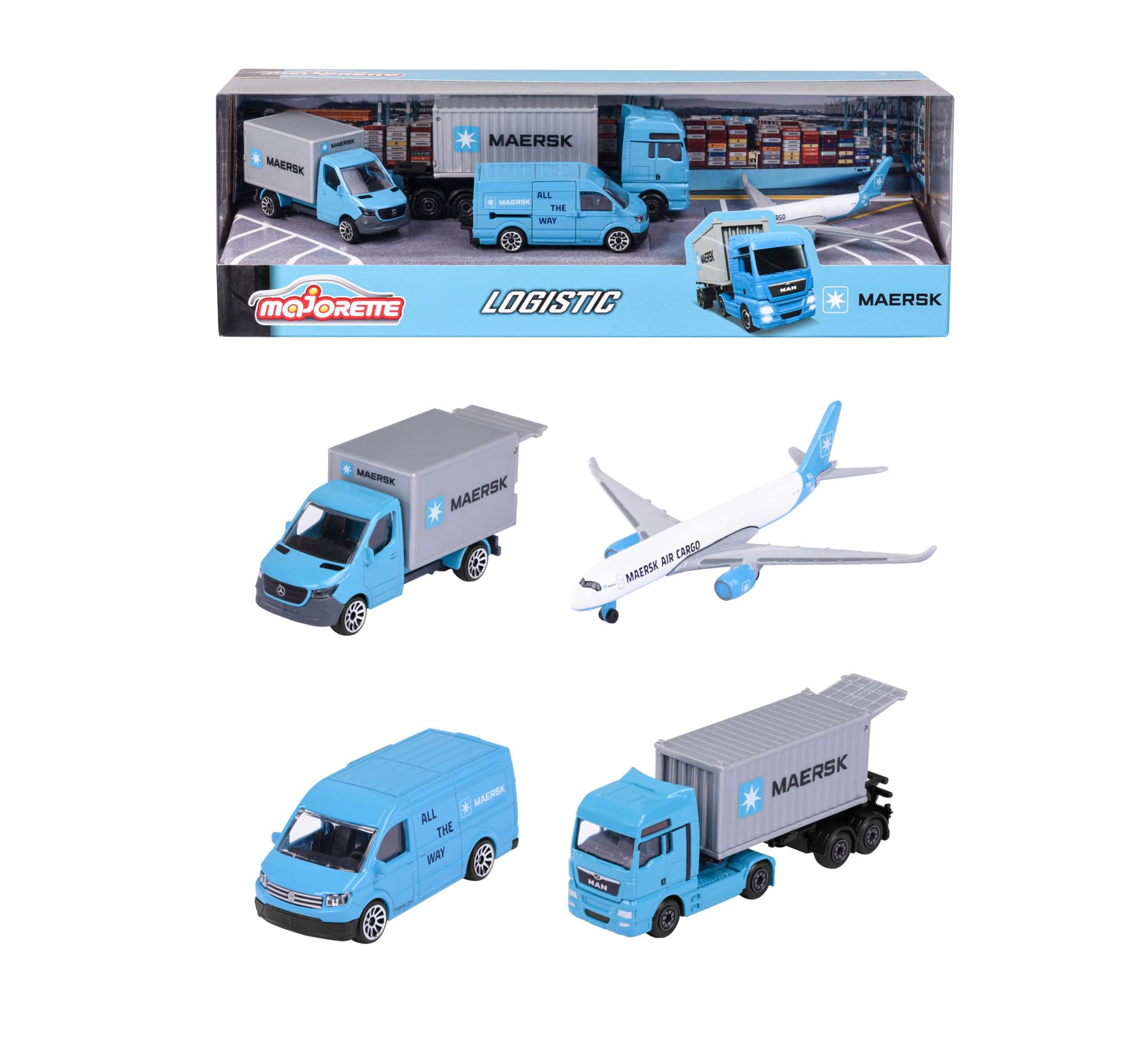 Majorette 212057290 MAERSK Transport Vehicles (Gift Set) Airplane, truck Die-cast