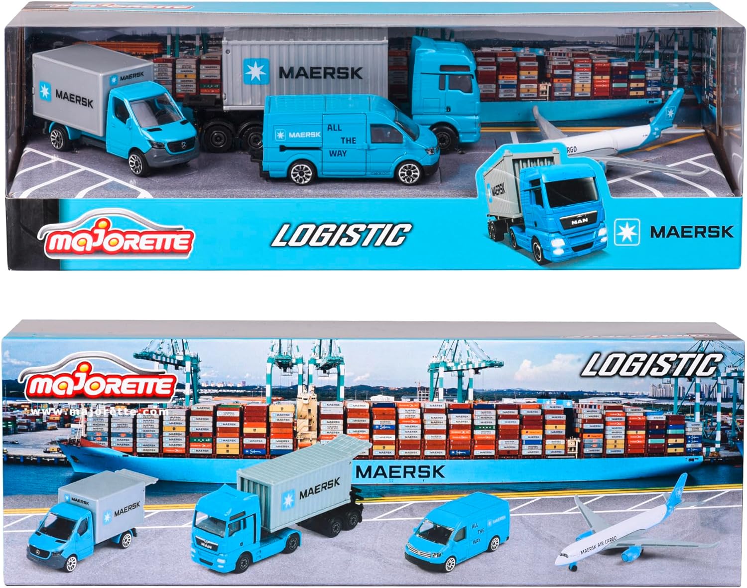 Majorette 212057290 MAERSK Transport Vehicles (Gift Set) Airplane, truck Die-cast