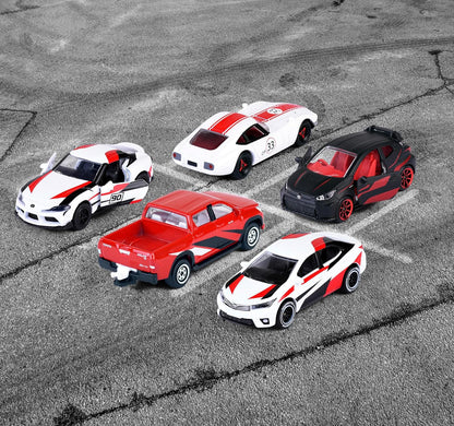 Majorette Toyota Racing Toy Cars (Gift Set of 5 Cars) - Metal Model Cars with Freewheel and Suspension, Each 7.5 cm, Car Toy for Children from 3 Years
